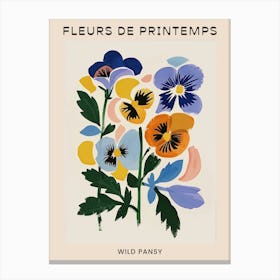 Spring Floral French Poster  Wild Pansy 1 Canvas Print
