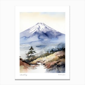 Mount Fuji, Japan 1 Watercolour Travel Poster Canvas Print