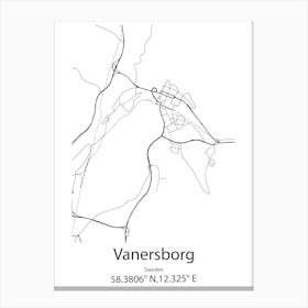 Vanersborg,Sweden Minimalist Map Canvas Print