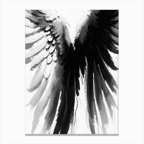 Angel Wings 1, Symbol Black And White Painting Canvas Print