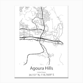 Agoura Hills,United States Minimalist Map Canvas Print