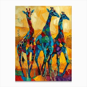 Warm Colourful Giraffes In The Sunny Landscape 7 Canvas Print