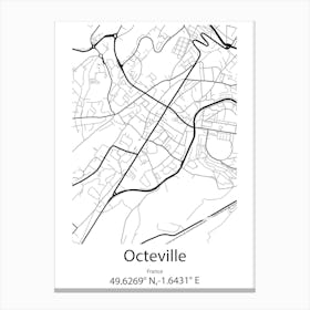 Octeville,France Minimalist Map Canvas Print