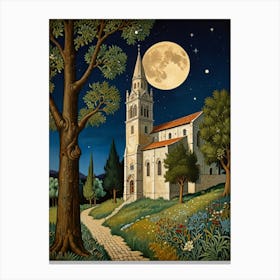 William Morris Church At Night Canvas Print