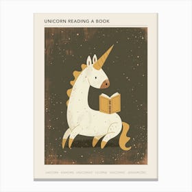 Unicorn Reading A Book Muted Pastels 2 Poster Canvas Print
