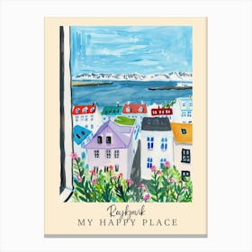 My Happy Place Reykjavik 1 Travel Poster Canvas Print