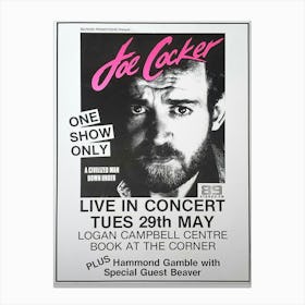 Retro Rock Band Concert Advert Postcard Joe Cocker, Rock Icon Artist Canvas Print