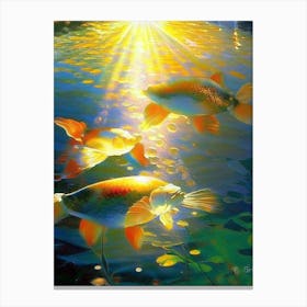 Kawarimono Matsuba Koi Fish Monet Style Classic Painting Canvas Print