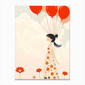 Girl With Red Balloons 2 Canvas Print