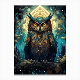 Owl In The Forest 4 Canvas Print