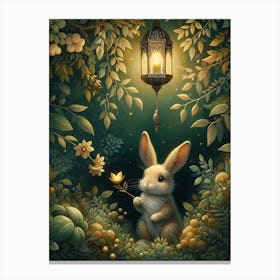 Bunny In The Enchanted Secret Garden 4 Canvas Print