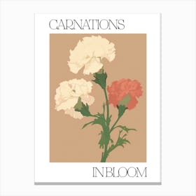 Carnations In Bloom Flowers Bold Illustration 1 Canvas Print