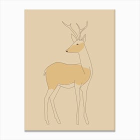 Deer - Boho, Line Art 17 Canvas Print