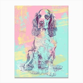 Pastel Springer Spaniel Dog Pastel Line Illustration  3 Canvas Print