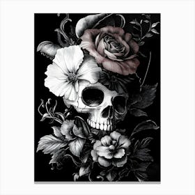 Skull And Roses 1 Canvas Print