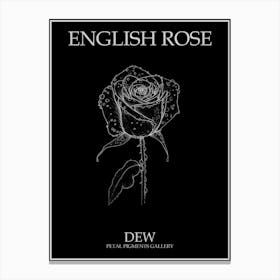 English Rose Dew Line Drawing 1 Poster Inverted Canvas Print
