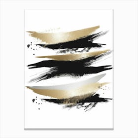 Gold And Black Brush Strokes 43 Canvas Print