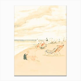 Vintage Painting Day At The Beach Canvas Print