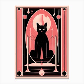 The World Tarot Card, Black Cat In Pink 1 Canvas Print