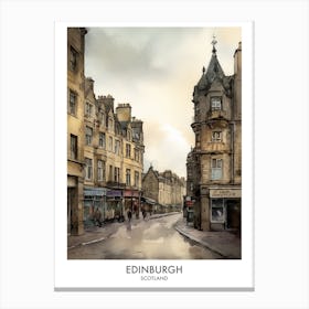 Edinburgh Scotland Watercolour Travel Poster 4 Canvas Print