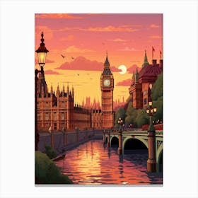 Big Ben And The House Of Parliament Pixel Art 4 Canvas Print