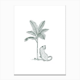 Cheetah Under Palm Tree Canvas Print