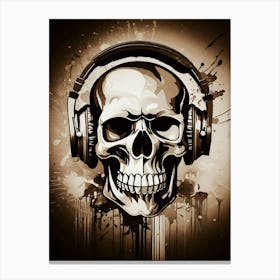 Skull With Headphones 84 Canvas Print