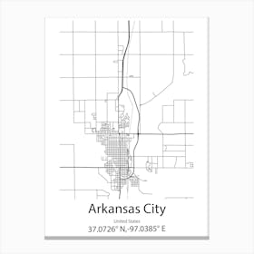 Arkansas City,United States Minimalist Map Canvas Print