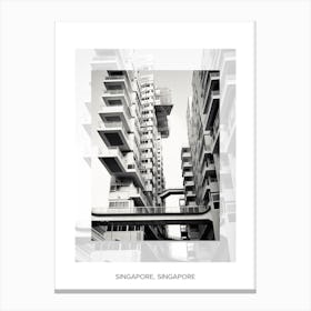 Poster Of Singapore, Singapore, Black And White Old Photo 2 Canvas Print