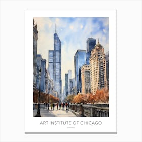 Art Institute Of Chicago 3 Chicago Watercolour Travel Poster Canvas Print