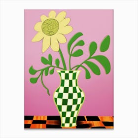 Wild Flowers Green Tones In Vase 4 Canvas Print