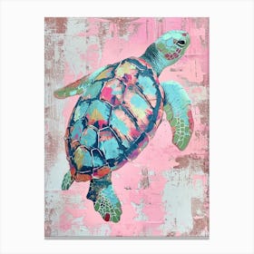 Pink Pastel Sea Turtle Painting Canvas Print