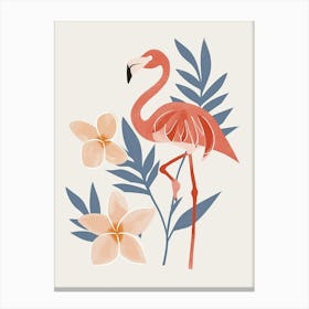 Chilean Flamingo Plumeria Minimalist Illustration 3 Canvas Print