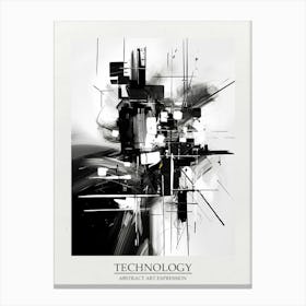 Technology Abstract Black And White 4 Poster Canvas Print