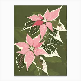 Pink & Green Poinsettia 1 Canvas Print