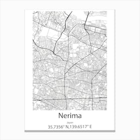 Nerima,Japan Minimalist Map Canvas Print