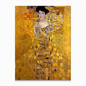 Hd Remastered Version of "Portrait of Adele Bloch-Bauer" 1907 Oil on Canvas - by Infamous Austrian Painter Gustav Klimt (1862–1918) Gold Leaf Surrealism Aestheticism Canvas Print