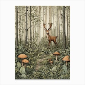 Deer In The Forest Canvas Print