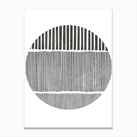 Black And White Lines In Circle Canvas Print