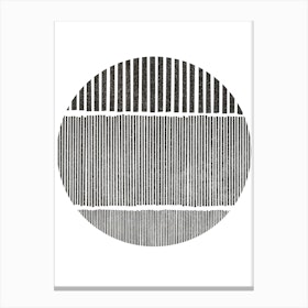 Black And White Lines In Circle Canvas Print