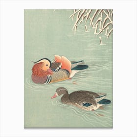 Japanese Ukiyo-E Mandarin Ducks Canvas Print