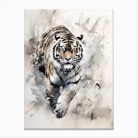 Tiger Art In Sumi E (Japanese Ink Painting) Style 4 Canvas Print