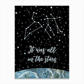 Gemini - Leo Constellation Love Quote Art Canvas Print