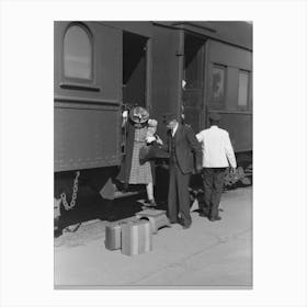 Passenger, Alighting From Morning Train, Montrose, Colorado By Russell Lee Canvas Print