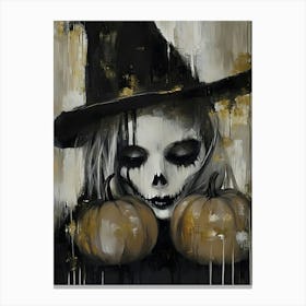 Witch With Pumpkins Canvas Print