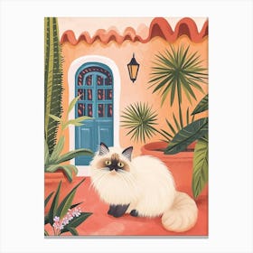 Himalayan Cat Storybook Illustration 3 Canvas Print