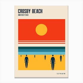 Crosby Beach Travel Poster Another Place Iron Men Liverpool Beach Canvas Print