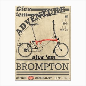 Brompton Bicycle Vintage Style Advert Canvas Print