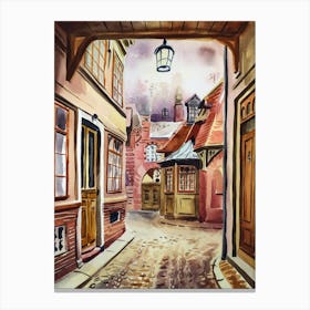 Watercolor Of A Street in Amsterdam Canvas Print