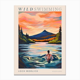 Wild Swimming At Loch Morlich Scotland 2 Poster Canvas Print